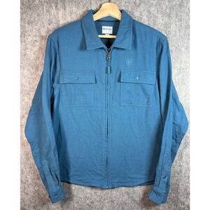 HEYBO Outdoors Mens Full Zip Blue Small Utility Shacket Chest Pockets